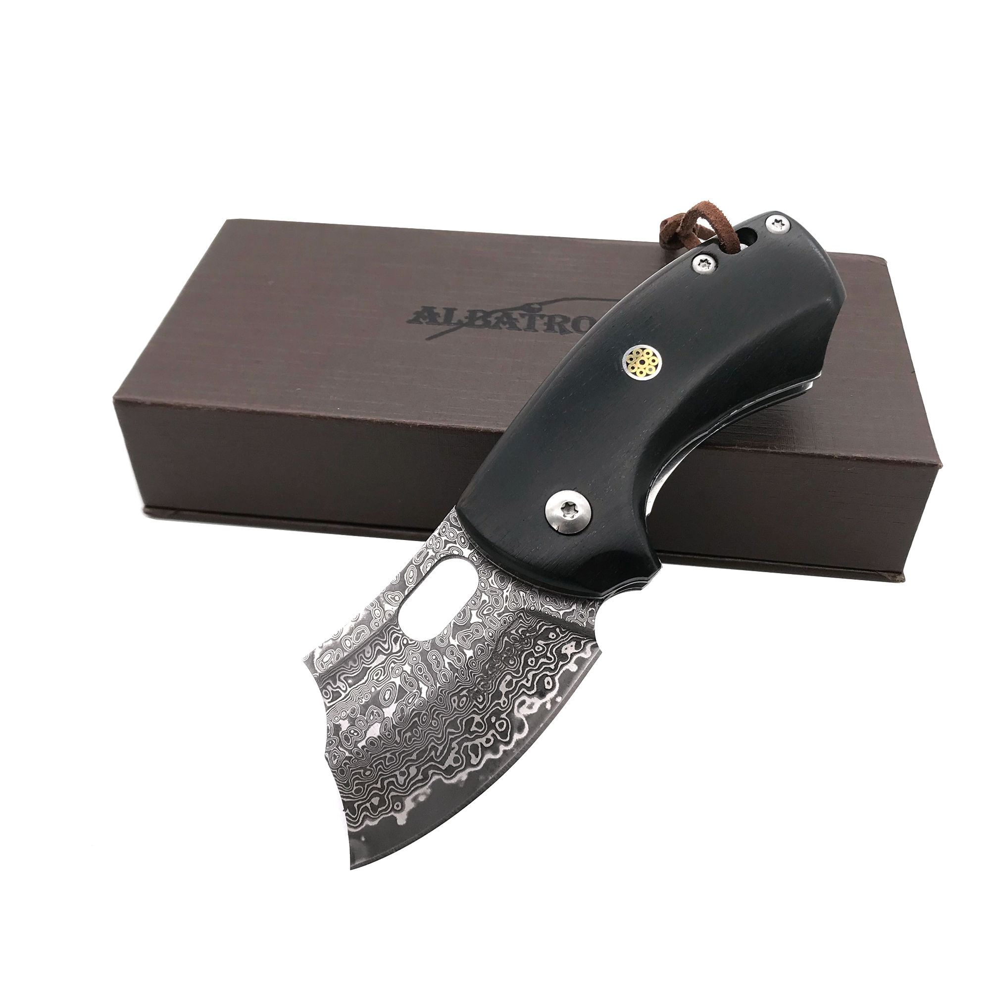 HGDK004 ALBATROSS 6.38"  Damascus steel Rosewood Handle Folding Pocket Knife